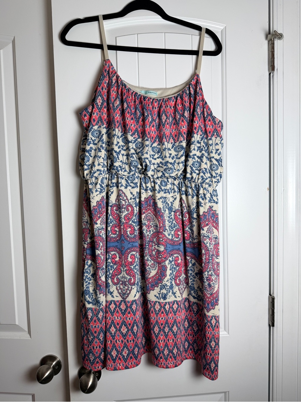 Maurices Cream, Blue & Pink Printed Midi Sundress